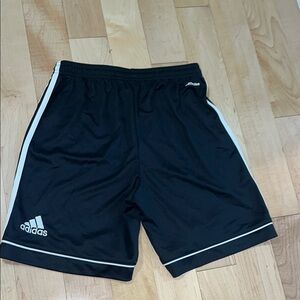 Adidas Black Athletic Shorts with White Stripes